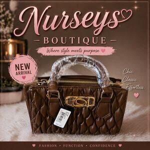 Quilted Brown Satchel Bag Gold Hardware Top Handle Crossbody Nwt